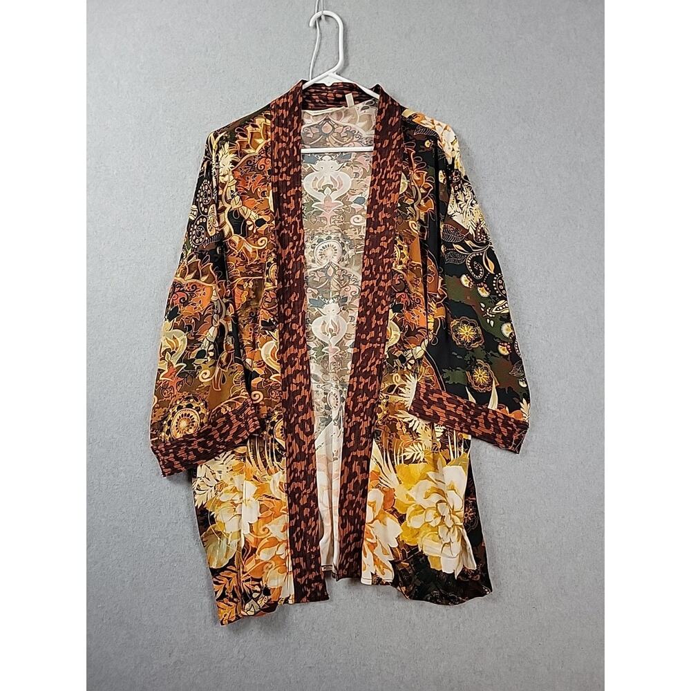 Soft Surroundings Ariah Autumn Floral Open Front Kimono Cardigan
